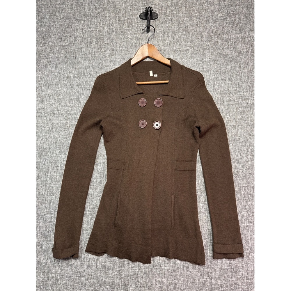 Joie Cardigan Vintage Women Brown Double Breasted Wool Blend Knit | S